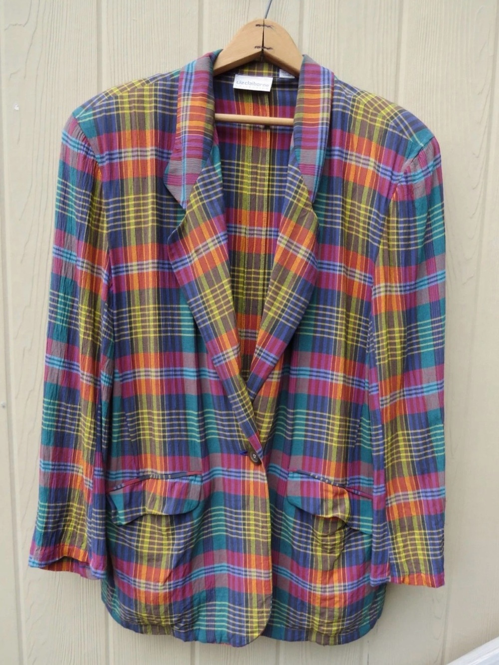 90’s Liz Claiborne Multicolor Plaid Blazer with Bright Checks 12